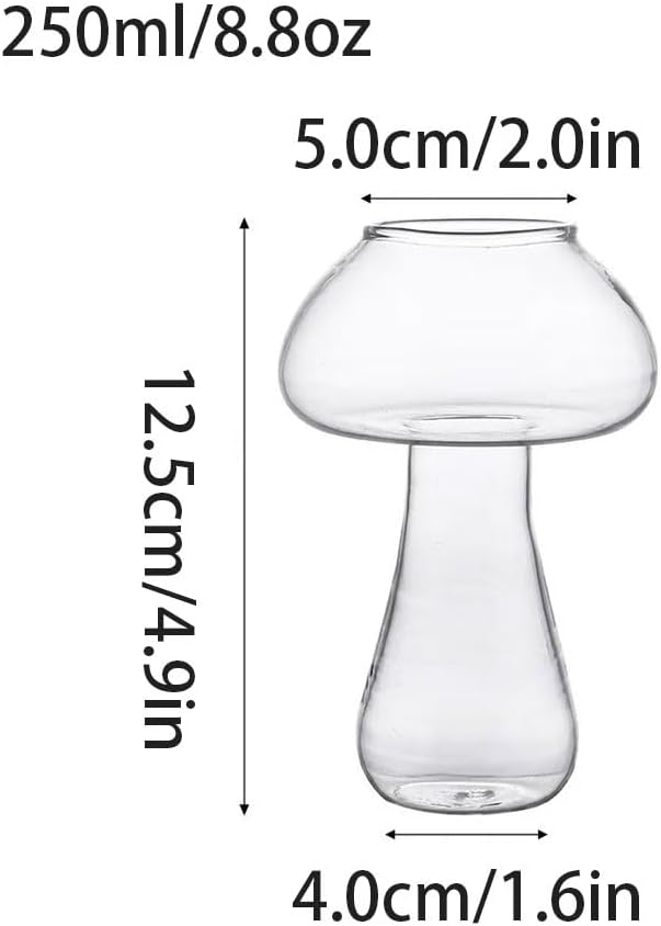 Exquisite Mushroom Shape Cocktail Glass Cup Creative Clear Glassware Juice Beverage Cup Ice Coffee Mug Whiskey Glasses Bar 250ml Practical