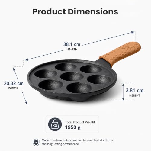 Image of HomeEssentials Cast Iron Appam Pan, Appe, Paniyaram Maker (7 Pits Appam Pan)