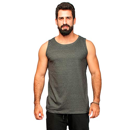 Kit com 5 Regatas Masculina Lisa Algodão (P, Chumbo)