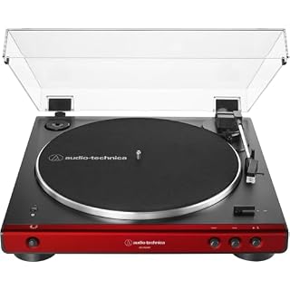 Audio-Technica at-LP60XBT-RD Fully Automatic Belt-Drive Stereo Turntable, Red/Black (Renewed) - Les Beatles, Paul McCartney, John Lennon, RIngo Starr, George Harrison