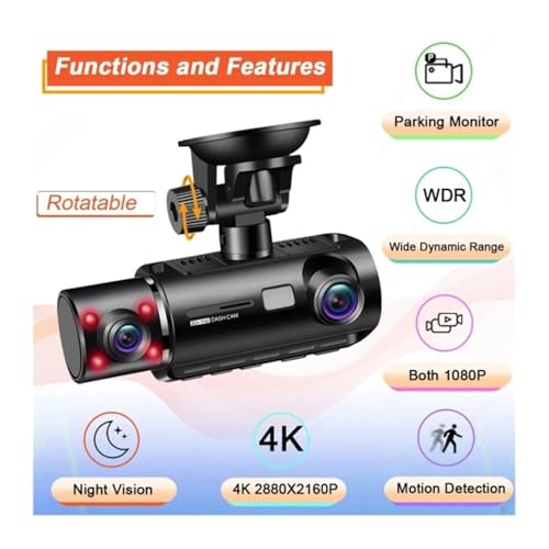 Cámara DVR para coche con cuatro cámaras infrarrojas de visión nocturna y gran angular 3