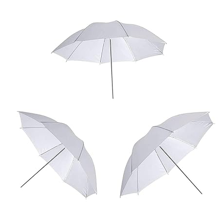 Boltove Professional White Umbrella 100cms 36 inch/91cm for Photography Studio LED Video Light Flash Camera Flash Video (Professional White Umbrella (Set of 3))