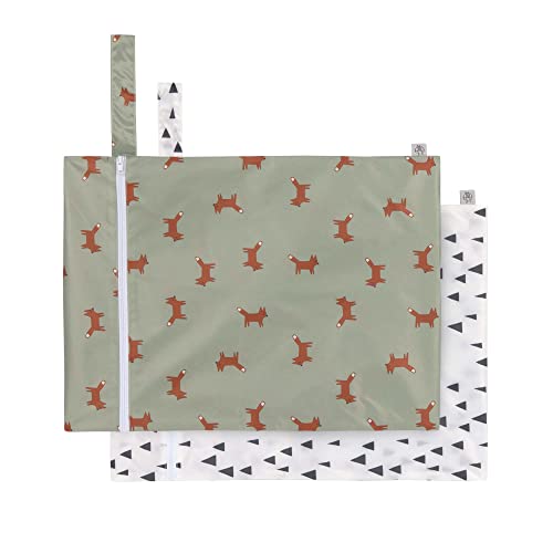 LÄSSIG Nasstasche wiederverwendbar für Kind Baby 2 Stück/Wet Bag Little Forest Fox