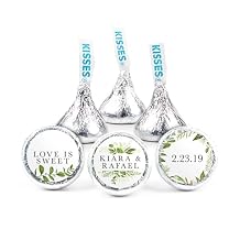 Wedding Favors 108 ct Personalized Wedding Stickers for Kisses Candy 108 Count - Bridal Shower Favors, Wedding Favors For Guests, Rehearsal Dinner Candy Favors