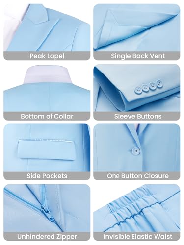 Kelyaa Women's Light Blue 2-Piece Business Suit: Slim Fit Blazer & Pants for Office & Formal Wear - Image 3