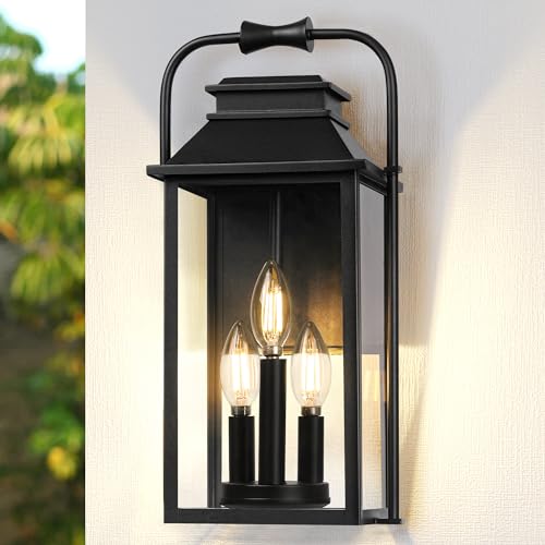 [Upgraded]PARTPHONER Outdoor & Indoor Light Fixture, 3-Lights Front Porch Light