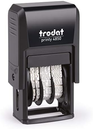 Trodat Printy 4850/L2 Dater Stamp with English Phrase PAID - Self Inking, Red Ink Date and Blue Text