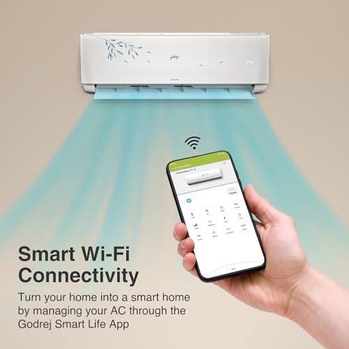 Image of Godrej 1.5 Ton 3 Star, Wi-Fi, 5 Years Comprehensive Warranty, 5-In-1 Convertible Cooling Inverter Art Studio Split AC (Copper, Heavy duty cooling at 52 C, AC 1.5T EI 18AINV3R32 PYB IVBL, White)