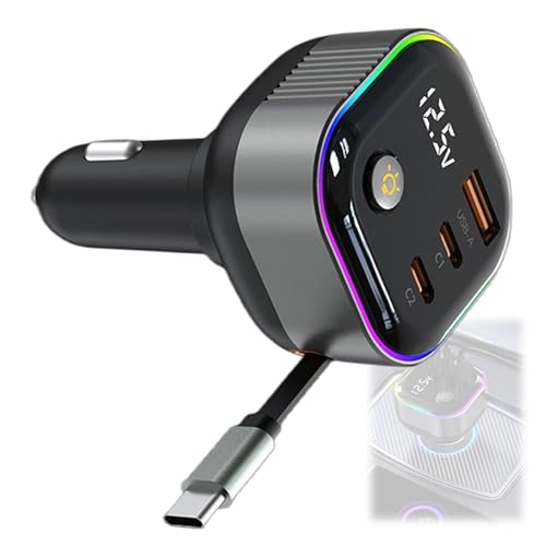 Chargeur voiture rapide PD65W câble rétractable 78 cm et indicateur LED - 4