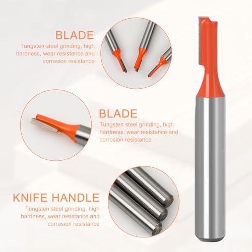 3 Stück Fräser für Oberfräse 8mm Schaft, Holz Fräser Router Bit, Gerade Fräser, 8mm Schaft Nutfräser Holzfräser Fräser für Holz Fräser Schneiden Nutfräsen 3mm,4mm,5mm