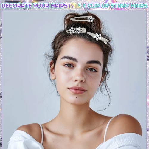 30 Pinzas de Cabello Estrella Plata Y2K Metal miniatura 3