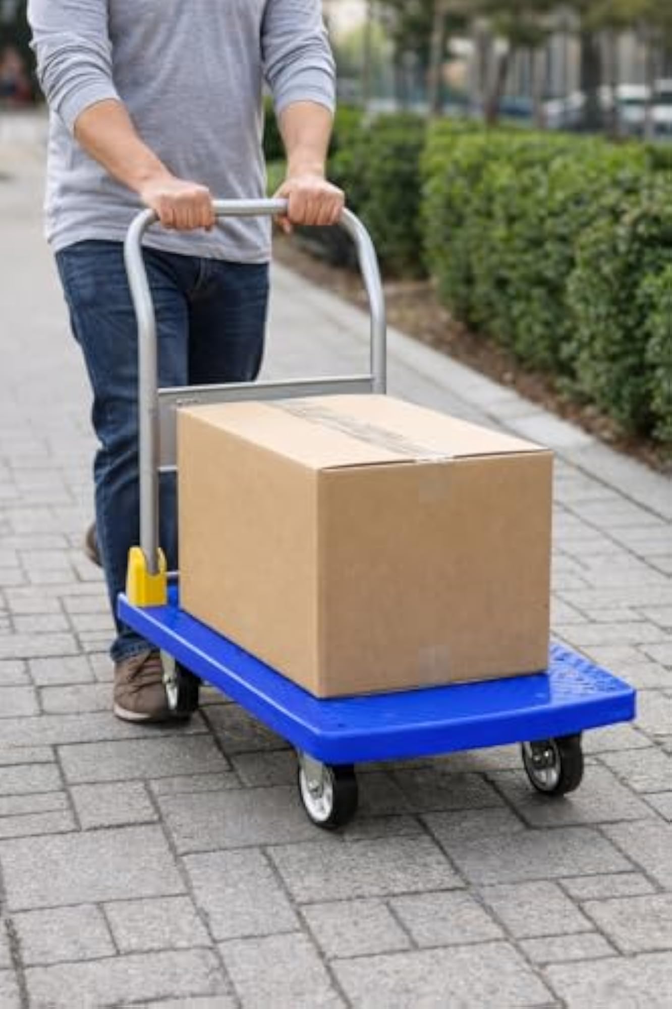 Heavy-Duty Industrial Platform Trolley with Foldable Handle
