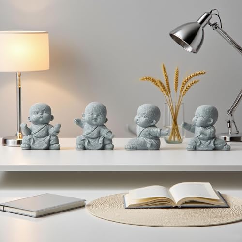 Estatuas de Buda en Piedra arenisca, Conjunto 4 Piezas miniatura 2
