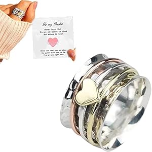Self Love Spinner Heart Ring with Message Card Anxiety Ring Spinner Fidget Ring Heart Spinner Ring Silver Anxiety Relief…