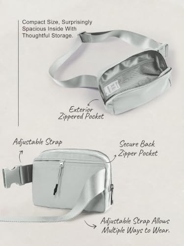 Image of ODODOS Unisex Mini Belt Bag with Adjustable Strap Small Fanny Pack for Workout Running Traveling Hiking, Light Grey