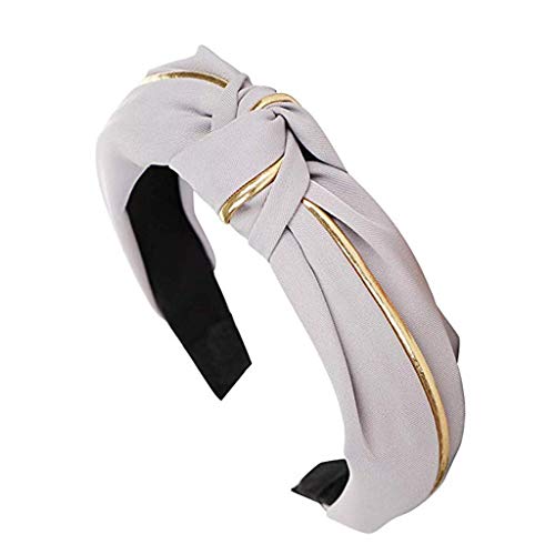 MHDGG Wide Headbands Knotted Headbands for Women,1Pcs Twisted with Cloth Wrapped Headbands for Women Headwear Barrette Styling Tools Accessories,Gray