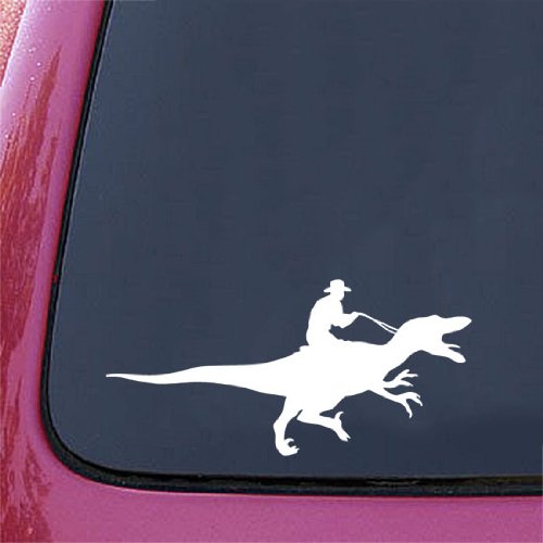 Yadda-Yadda Design Co. Cowboy Riding Dinosaur - Car Vinyl Decal Sticker - (8.75