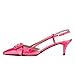 XYD Women Pointed Toe Low Kitten Heel Shoes Slingback Slip On Buckle Wedding Party Dress Sandal Pumps Size 4 Fuchsia