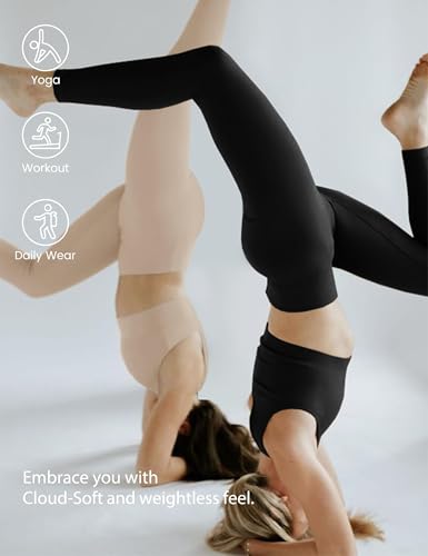Image of High Waisted Leggings for Women - Soft Athletic Tummy Control Pants for Running Cycling Yoga Workout - Reg & Plus Size
