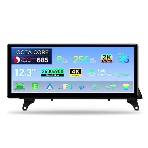 XTRONS Qualcomm 685 Android 14 Car Stereo for BMW X5 E70 / X6 E71 (2011-2013) with CIC System, 12.3 Inch 2K IPS Touch Screen GPS Navigation Support Wireless CarPlay Android Auto (8+256G)