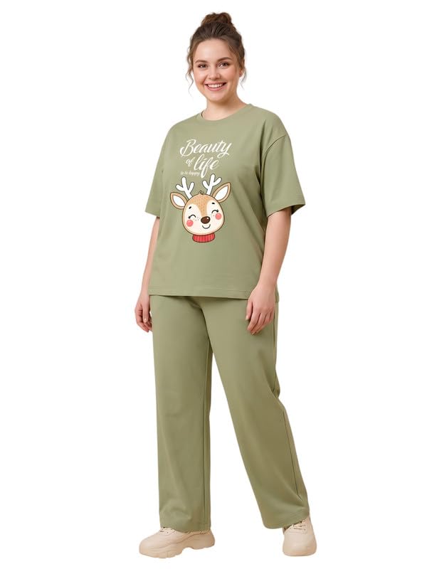 my swag Womens Cotton Printed Nightsuit Set |T-Shirt & Pajama Pants | Soft Breathable Sleepwear and Loungewear for Women-picture-0