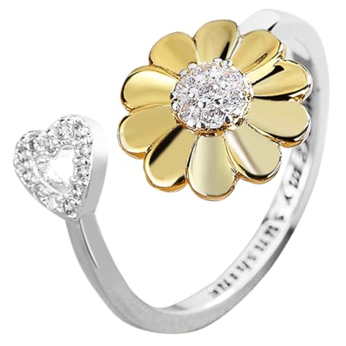 WHZHDMA Adjustable Open Ring Women Elegant Finger Jewelry with Gemstone Accents for Daily Wear Special Occasions or As a Thought