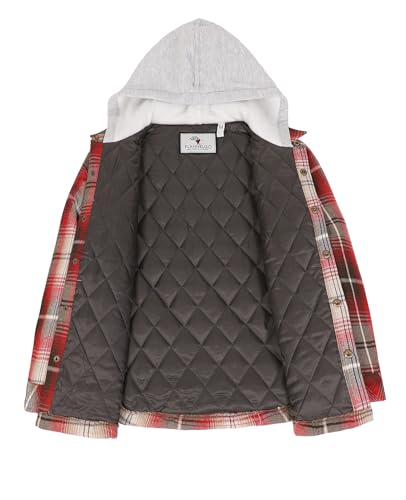 ZENTHACE Kids Quilted Lined Hooded Flannel Jacket, Winter Warm Snap Button Coat for Boys Girls,Lightweight Thermal Outerwear2