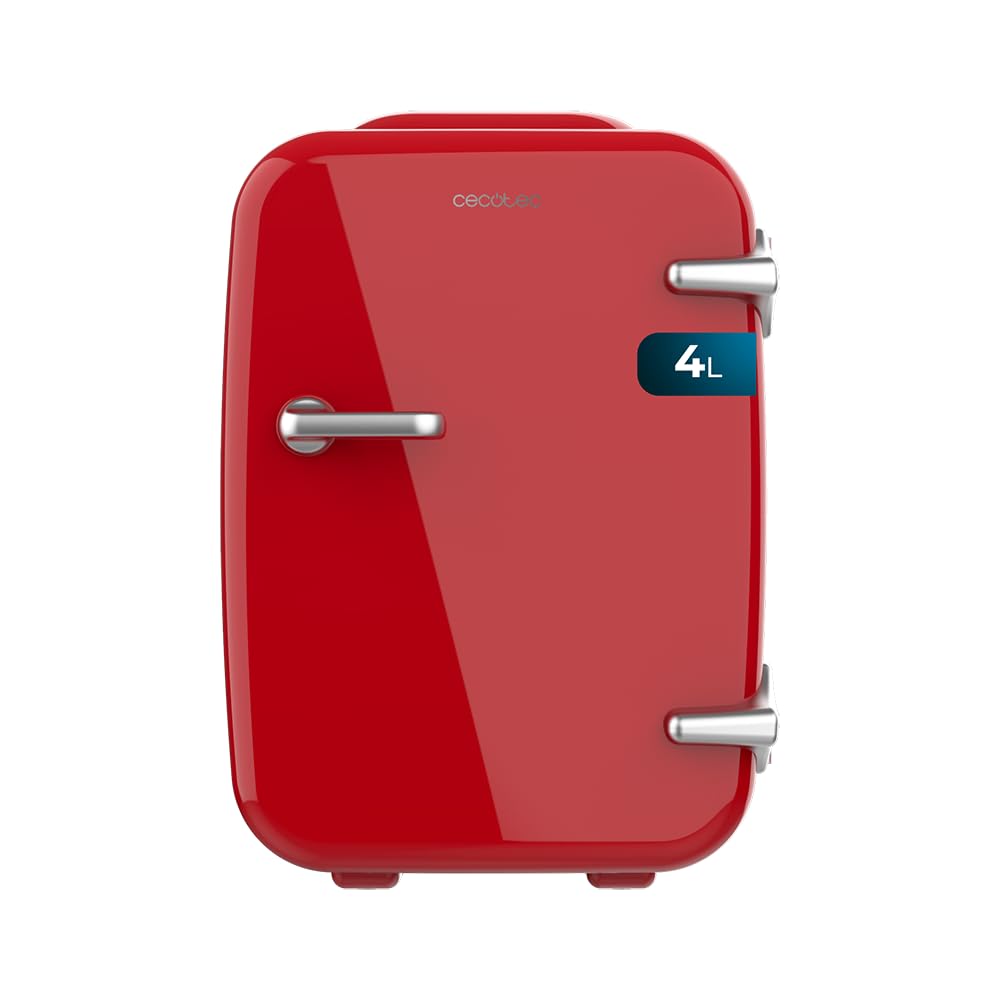Cecotec Mini Nevera Bolero MiniCooling 4L Habana Red, Funcionamiento 12V-220V, Compatible coche y caravanas, Función enfriamiento y calentamiento, Rango temperatura 5-65º, Transporte fácil