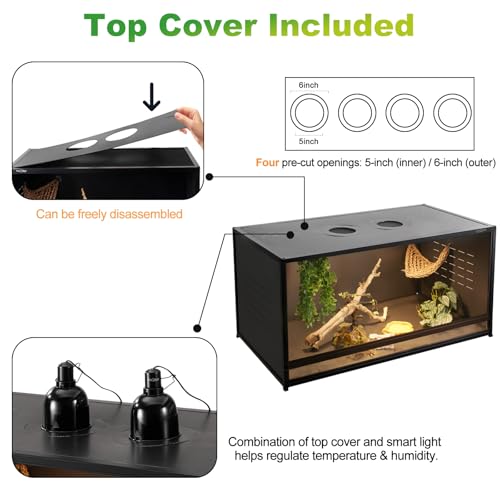 Image of Reptile Tank 230 Gallon, 48 inchx24 inchx46 inch Large Reptile Enclosure for Bearded Dragon and Ball Python, Extra Tall Snake Terrarium with Front Opening Tempered Glass Door, Combination Lock