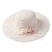 Produktbild MAIZ Hochzeitshut Sommer-Frauen Sonnenhut Schf.Inh Beige Spitzebowknot-Blumen-Band-Flat-Top Strohhut Strand-Kappen-Panama, 4 Farben (Color : Beige, Size : 46-57cm)