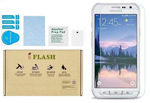 IFLASH [5 Pack Promotion] Tempered Glass Screen Protector For Samsung Galaxy S6 Active (NOT S6 Model) - Crystal Clear / 2.5D Rounded Edges / 9H Hardness/Scratch Proof/Bubble Free/Oleophobic