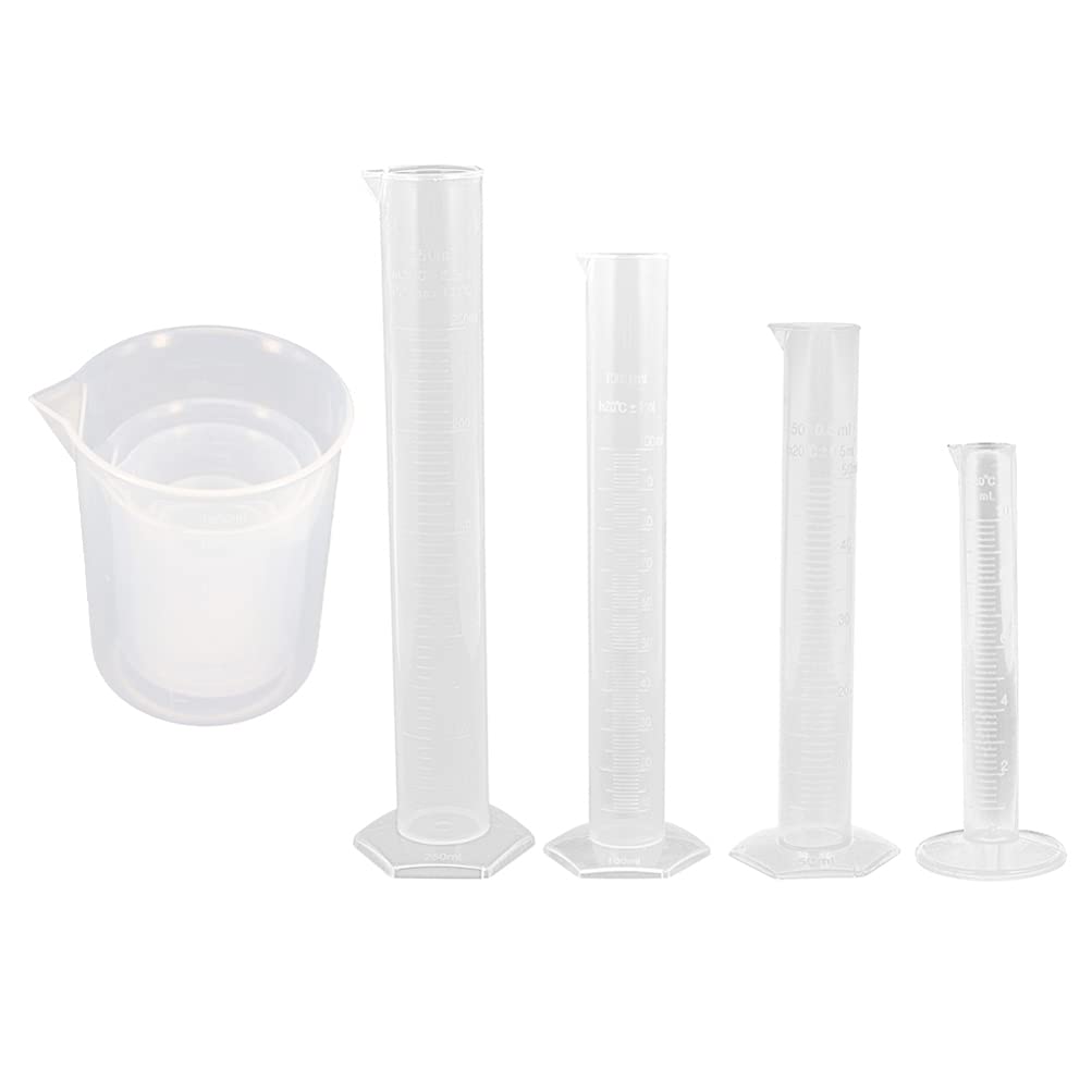 1 Set Messzylinder aus Kunststoff, Becher-Set, durchsichtige Messzylinder aus Kunststoff für das Wissenschaftslabor in der Schule zu Hause