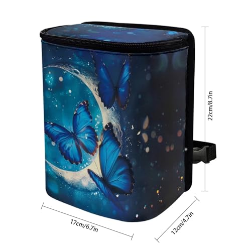 Image of Skeleton Roses Pattern Car Trash Bin Collapsible Car Organizers and Storage for Front Seat Multipurpose Trash Bag Automotive Garbage Can Car Accessories Interior Car Organizer