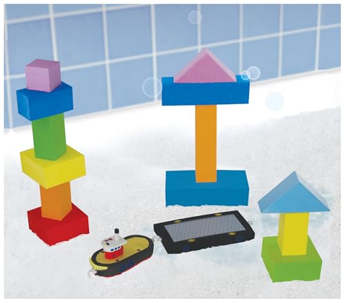BathBlocks Just Think Toys Bathtime Consruction Building Toy - Tug Boat & Barge (22092)