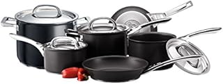 Circulon Infinite Induction Hob Pan Set - 6 Piece Non Stick Pots and Pans Set with Stainless Steel Lids & Handles, Premium Dishwasher Safe Cookware, Black