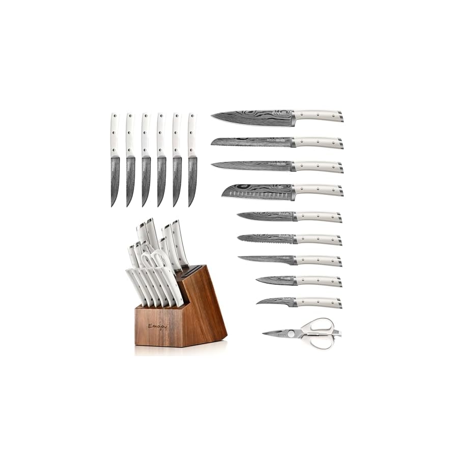 Knife-SetEmojoy-18-Pcs-Kitchen-Knife-Set-with-Wooden-Block-Luxurious-Knife-Block-Set-High-Carbon-German-Stainless-Steel-Knives-Set-for-Kitchen-with-Sharpener Knife Set,Emojoy 18 Pcs Kitchen Knife Set with Wooden Block, Luxurious Knife Block Set High Carbon German Stainless Steel Knives Set for Kitchen with Sharpener