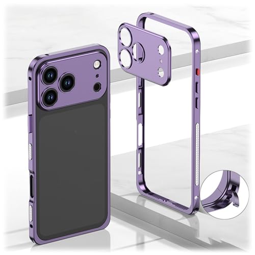 Ultra-Thin Metal Frame Heat Dissipation Case With Lens Protector For Iphone 17 Pro Max 17 Air (for 17 Pro,Purple)