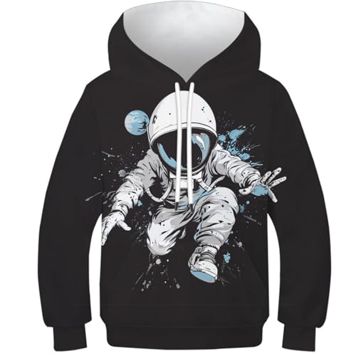 WWJLRLXTO Astronautas Impresión En 3D Unisex con Capucha Colorful Astronautass Bolsillo Ligera Regalos para Niños Adolescentes 6-16 Años 10-12Y