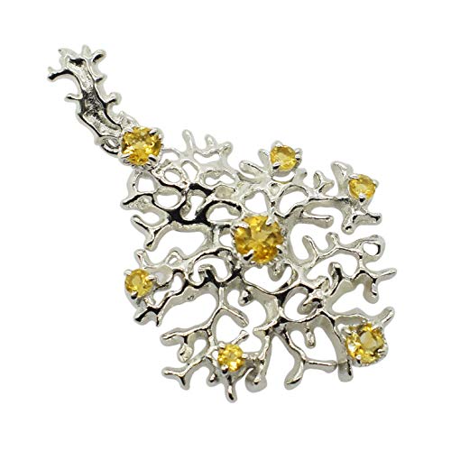 Pendentif citrine pour femme en argent sterling 925 massif véritable RI-4704