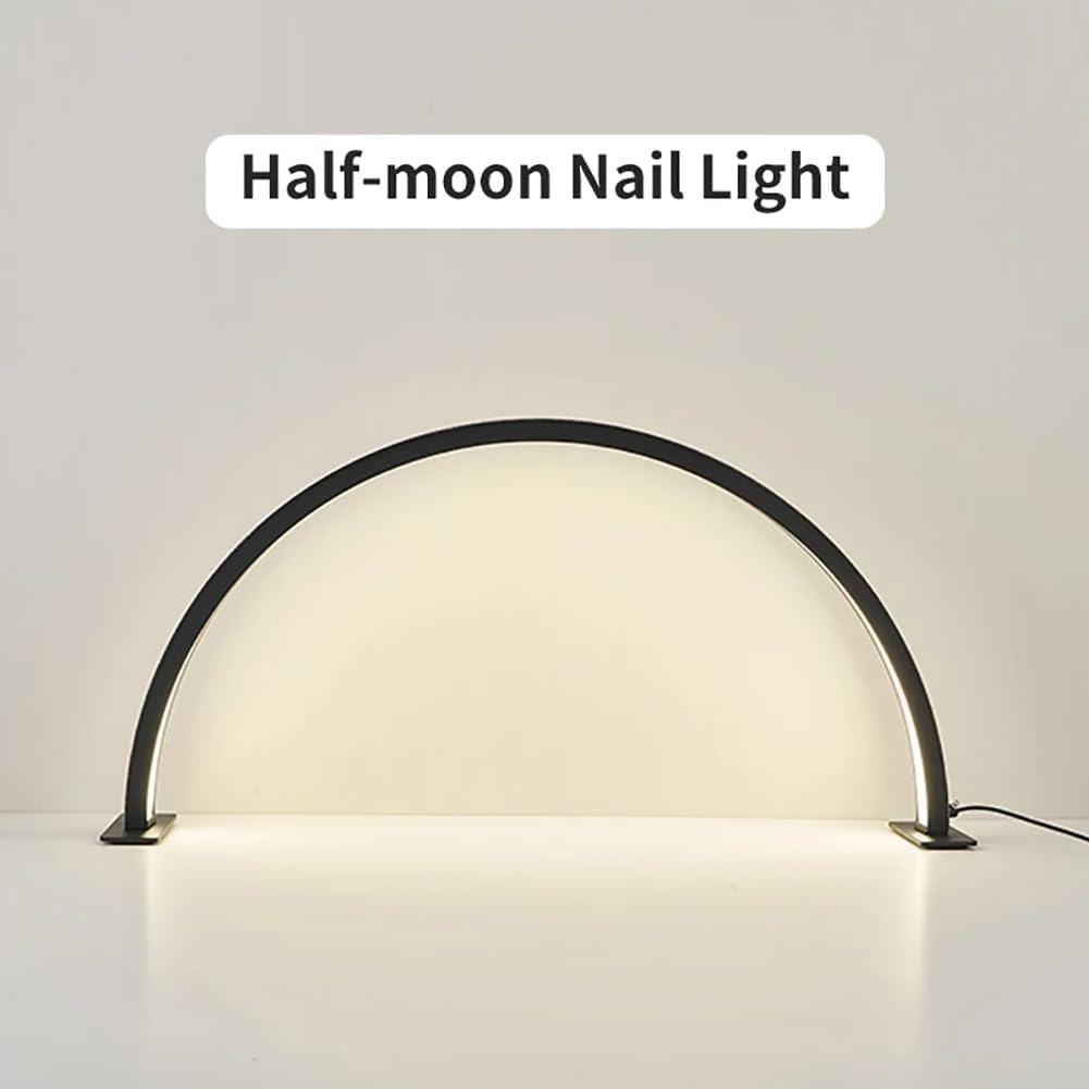 Lámpara De Manicura En Forma De U con Anillo De Arco, Lámpara De Media Luna Led con Atenuación Continua, Lámpara De Pestañas Led De Media Luna De 35 W, Luz De Esteticista Regu, White