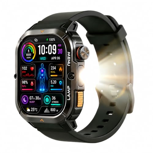 Image of AGM L3 Smart Watch, 1.95 inch AMOLED, Bluetooth Calling, 70-Lumen Flashlight