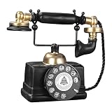 Téléphone rotatif vintage noir en résine, téléphone fixe filaire à l'ancienne, décoration esthétique rétro pour salon, étagère, maison, café et vitrine