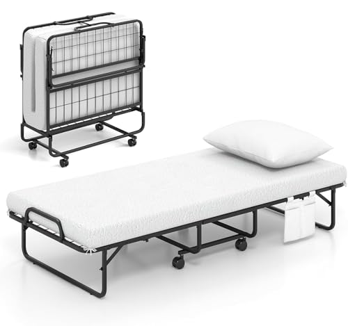 Giantex Folding Bed with Mattress and Top Pillow, Cot Portable Guest Bed...