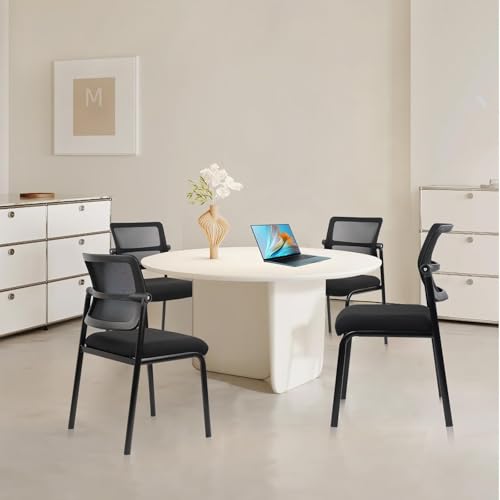 Image of CLATINA Stacking Armless Office Chair with Adjustable Backrest, Stackable Mesh Guest Reception Desk Chairs with Ergonomic Lumbar Support for Conference Waiting Room Lobby Side School, Black, 12 Pack
