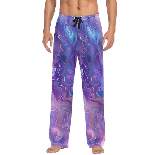 Men's Pajama Pants Violet Marble Ripple Sleep Pajama Lounge Pant with Pockets, Elastic Waistband