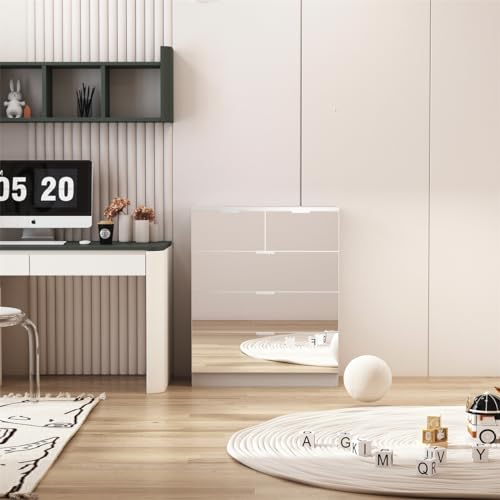 Homeke Mirrored Chest of Drawer, Bedroom Furniture,Storage Sideboard Cabinet with 5 Drawers