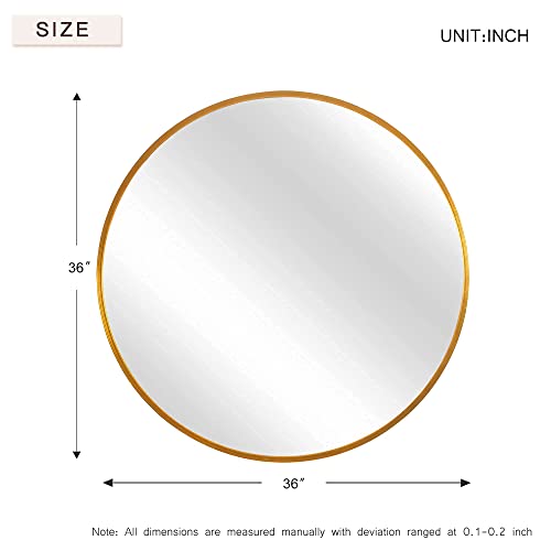 Neutype 36" Round Mirror Gold Circle Mirror For Wall Mirror Large Bathroom Mirror For Wall Mounted Vanity Mirrors With Aluminum Alloy Frame Hanging Decorative Mirrors For Bathroom Bedroom Entryway #TOP3