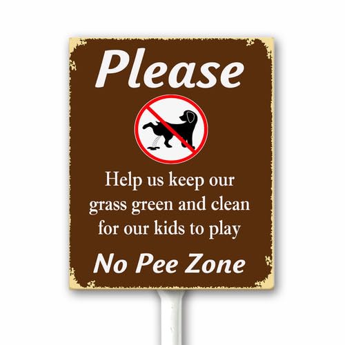No Pee Zone Sign Kids At Play Keep Off Grass Lawn Sign No Dog Poop Signs for Yard 20x30 CM Aluminum Plaque With Stake for Grass Garden Lawn Neighborhoods Rust Free Fade Resistant