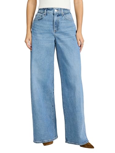 Light-wash high-waisted wide-leg jeans