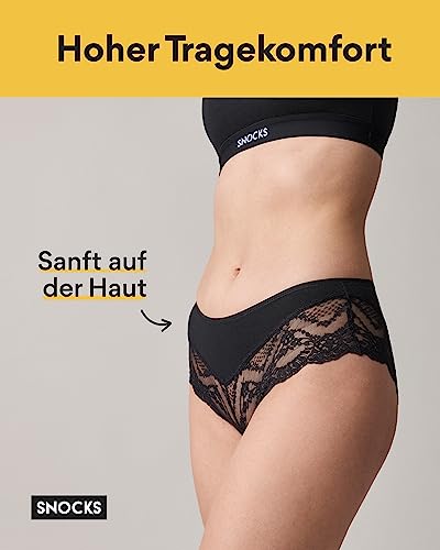 Damen Hipster Slips aus Spitze in Schwarz von Snocks